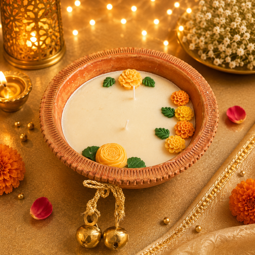 Harit Diwali Celebration Gift Box | Terracotta Candle & Shubh Labh Potli