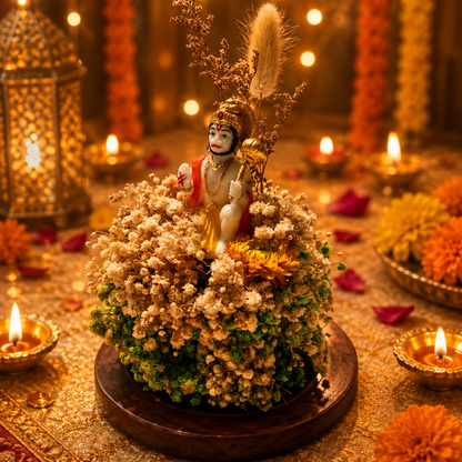 Divine Hanuman Green & White Decorative Showpiece | Hanuman Ji Dome