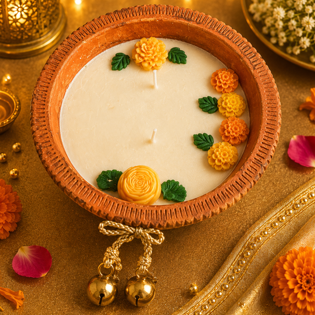 Earth Ember Terracotta Candle | Sandalwood Soy Wax Diwali Candle