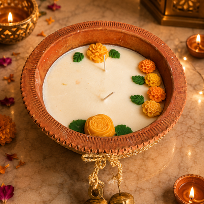 Earth Ember Terracotta Candle | Sandalwood Soy Wax Diwali Candle