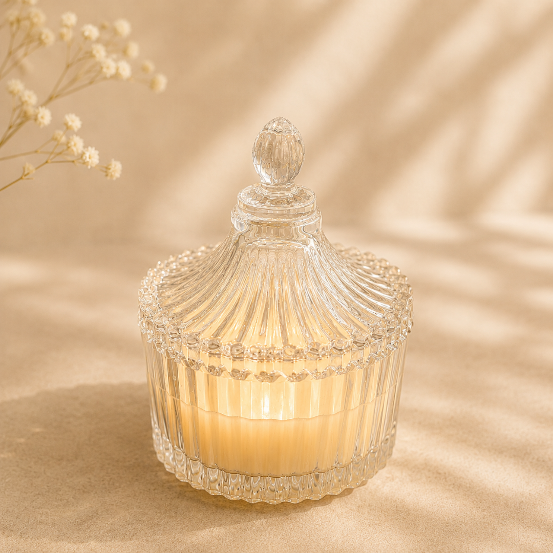 Meadow Duo Yellow & Green Glass Candle Set | Mini Genda Flower Scented Candles