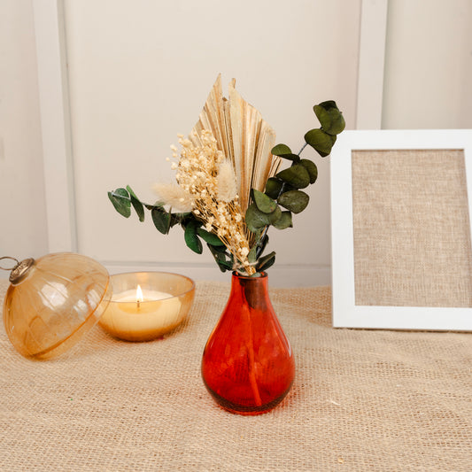 Amber Serenity Glass Vase with dried flowers