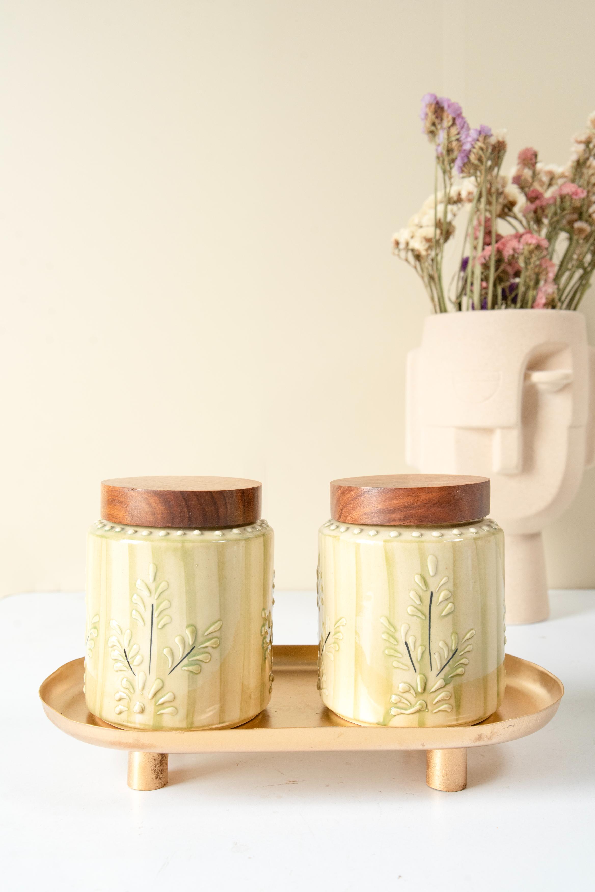 Green oasis airtight Jar set of 2