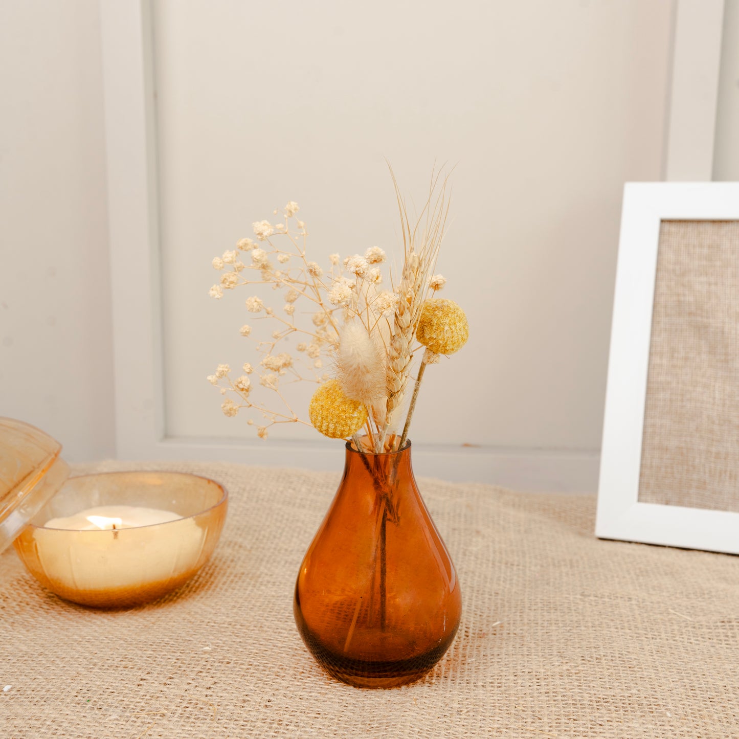 Rustic Meadow Floral Vase with Dried Flowers | Boho Home Décor Vase