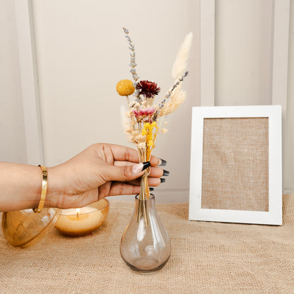 Midnight Bloom Black Glass Vase with Dried Flowers | Decorative Floral Vase for Modern Home Décor