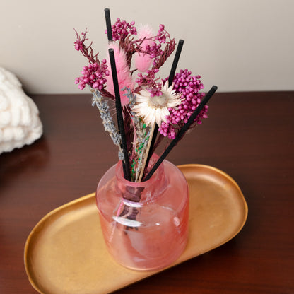 Blush Aroma Diffuser Garden | Reed Diffuser Gift Set with Dried Flowers