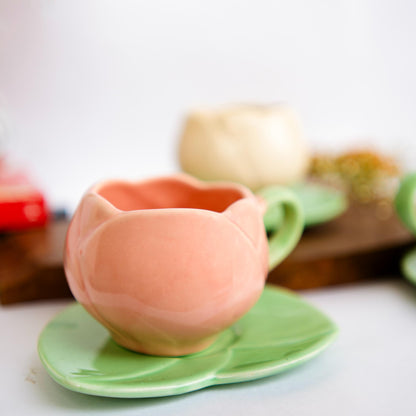 Tulip charm cup saucer-Pink