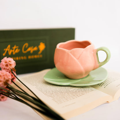 Tulip charm cup saucer-Pink