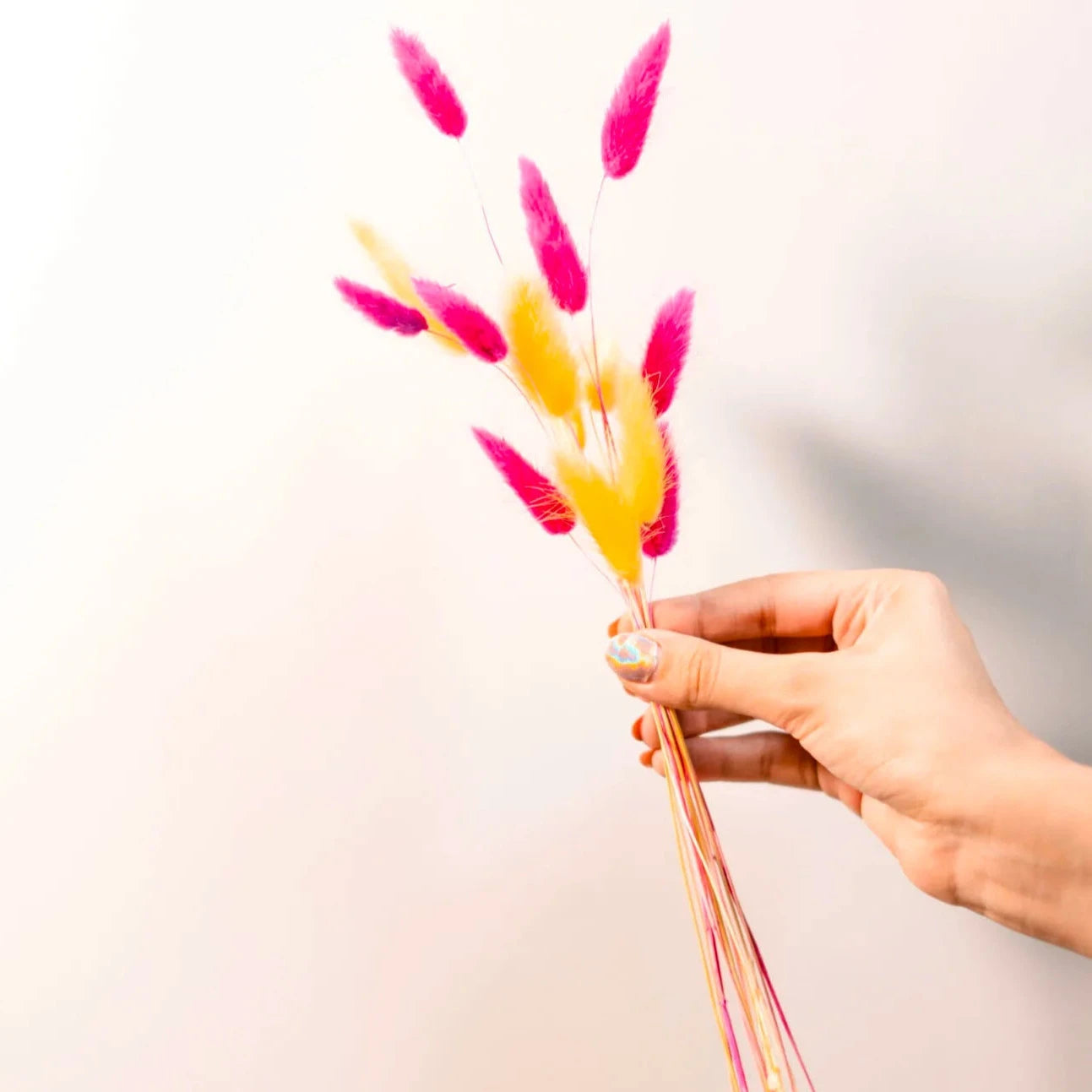 Mushroom vase with coloured bunny tails - https://artecasa.in/