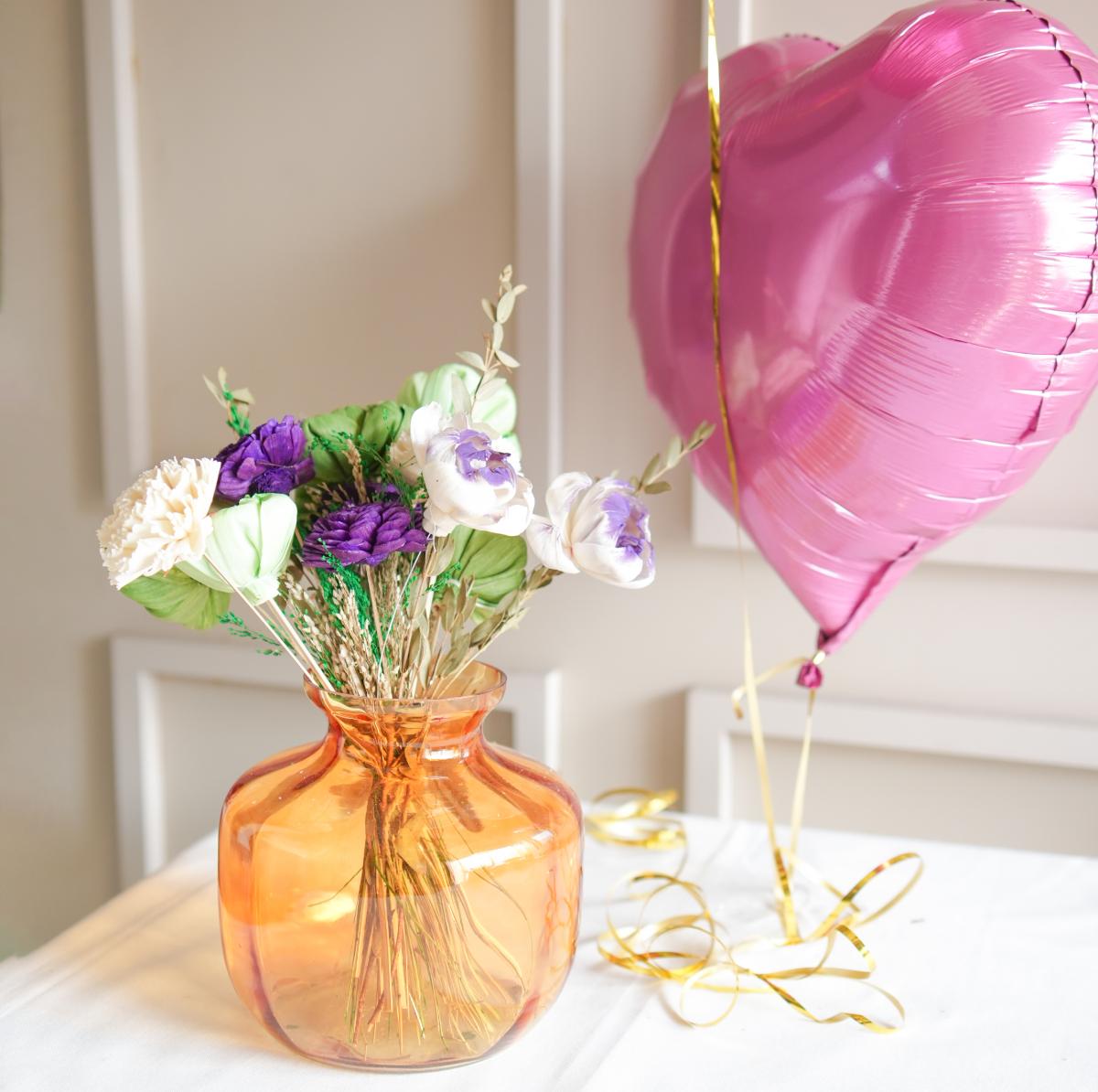 Marigold vase with Botanical bunch