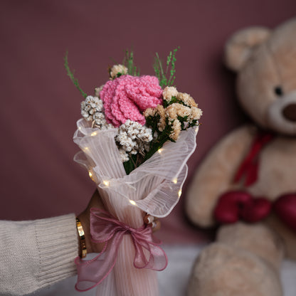 Pink Whisper Crochet Carnations – Handcrafted Forever Flower Décor | ArteCasa