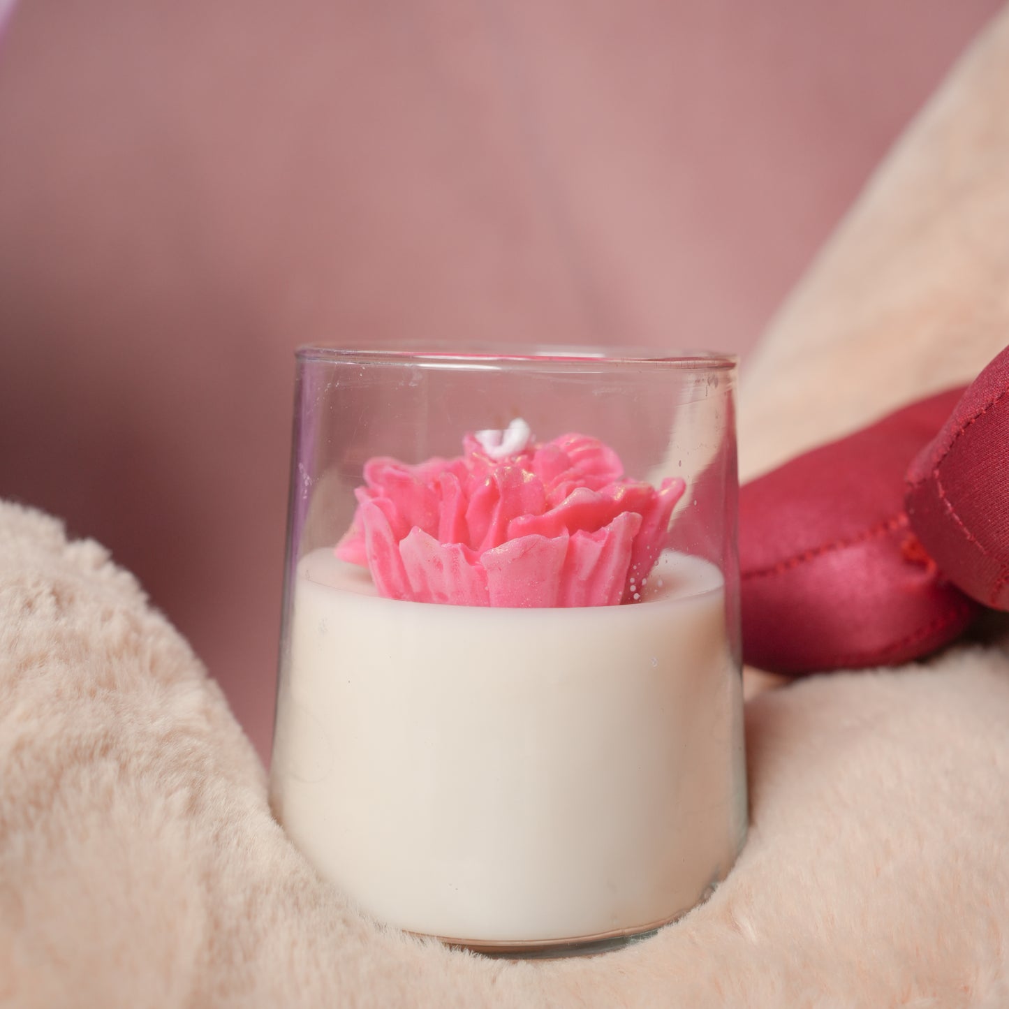 petal glow floral pink candle by artecasa