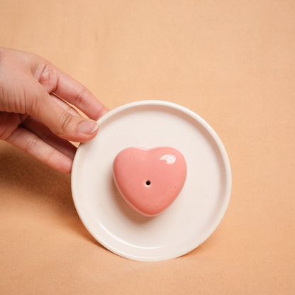 HeartGlow Agarbati Stand | Heart Shaped Ceramic Incense Holder - https://artecasa.in/