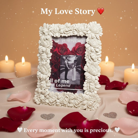 white artisan ceramic photo frame by artecasa