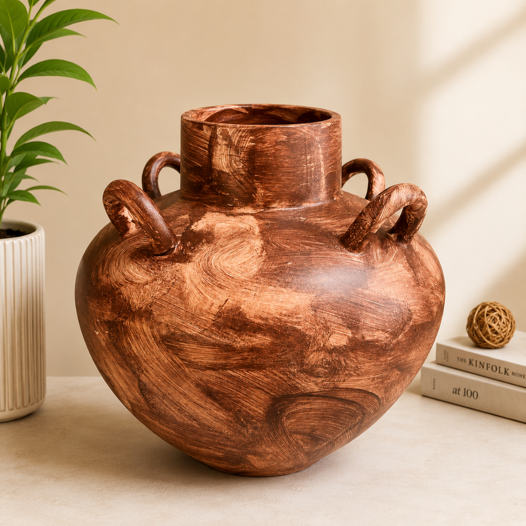 Charbagh Four-Handle Matka Decorative Vase