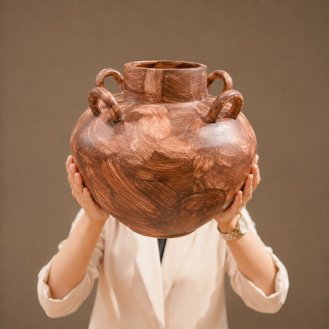Charbagh Four-Handle Matka Decorative Vase