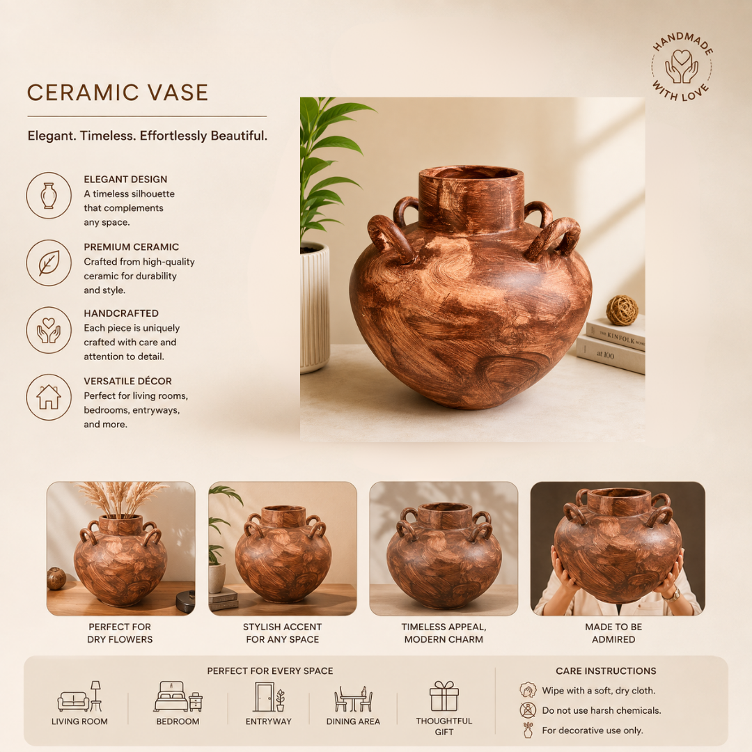 Charbagh Four-Handle Matka Decorative Vase