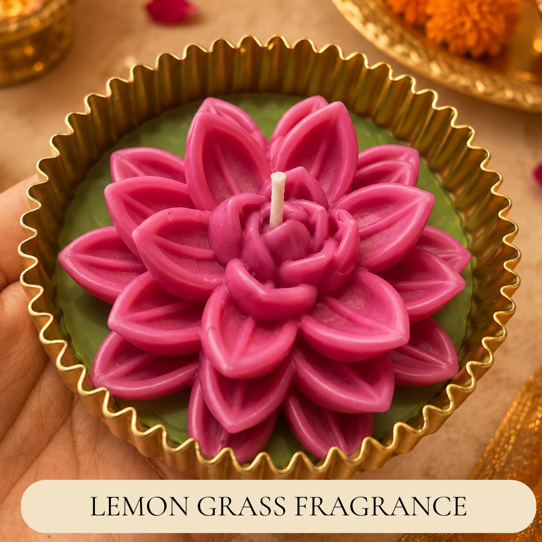Mehfil Bloom Green & Pink Urli Flower Candle – Festive Diwali Décor