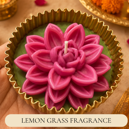 Mehfil Bloom Green & Pink Urli Flower Candle – Festive Diwali Décor