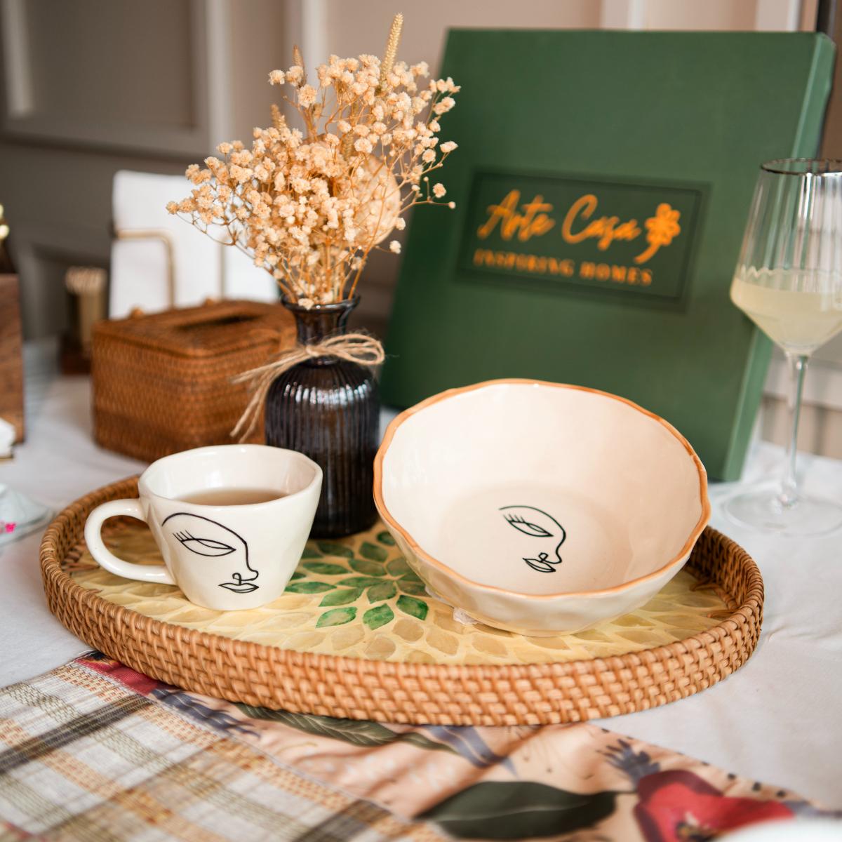 Abstract face breakfast set