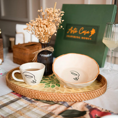 Abstract face breakfast set
