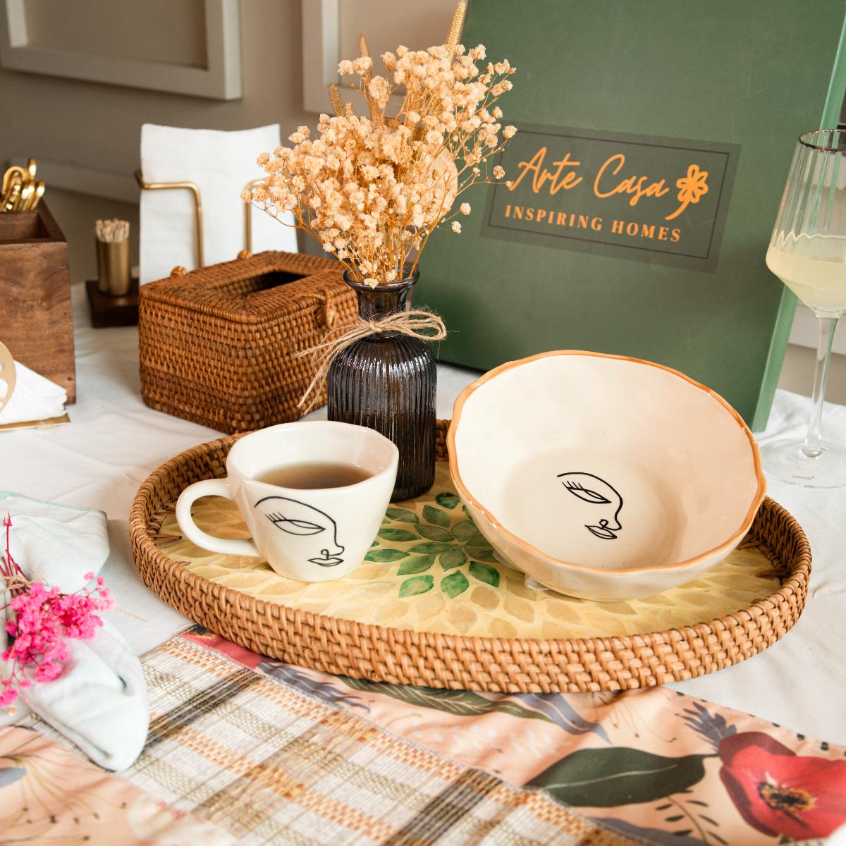 Abstract face breakfast set