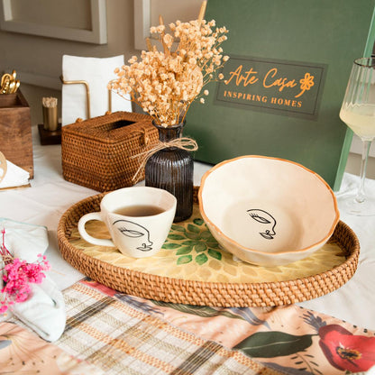 Abstract face breakfast set