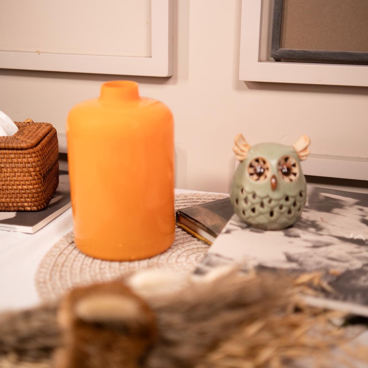 Tangerine Elegance vase with dried flower bunch