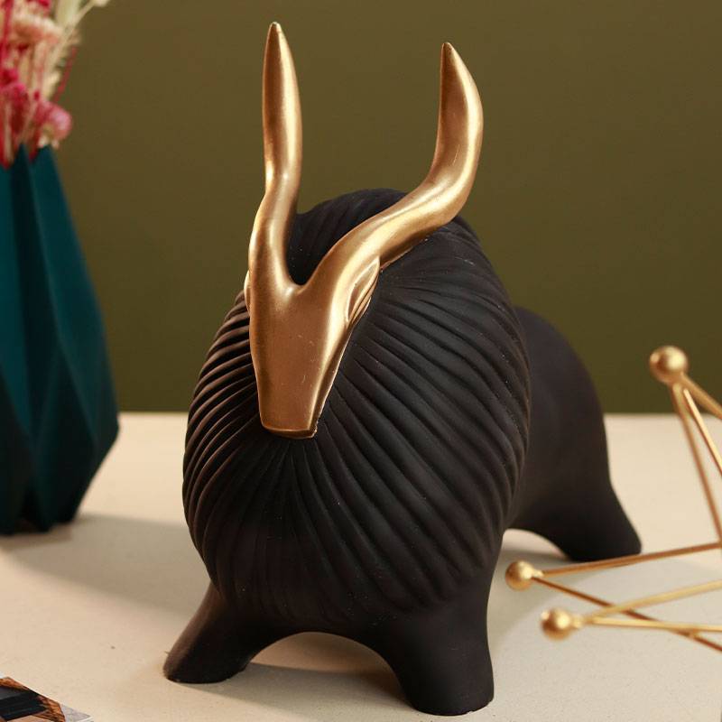 Horned Zen Yak sculpture-Black - https://artecasa.in/
