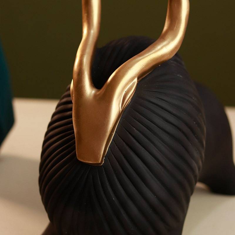 Horned Zen Yak sculpture-Black - https://artecasa.in/
