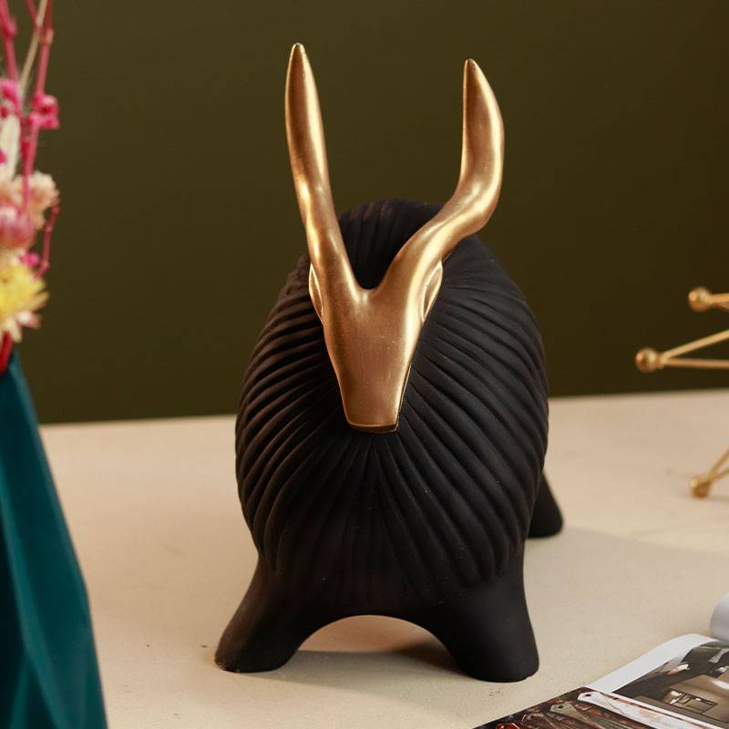Horned Zen Yak sculpture-Black - https://artecasa.in/