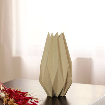 Geometrical zen vase white with cherry charm bunch - https://artecasa.in/