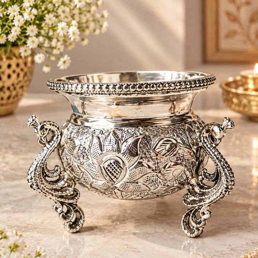 Silver Plated Peacock Bowl | Heritage Decorative Bowl | Artecasa
