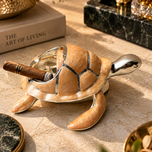 Silver Plated Turtle Ash Tray | Decorative Tabletop Décor