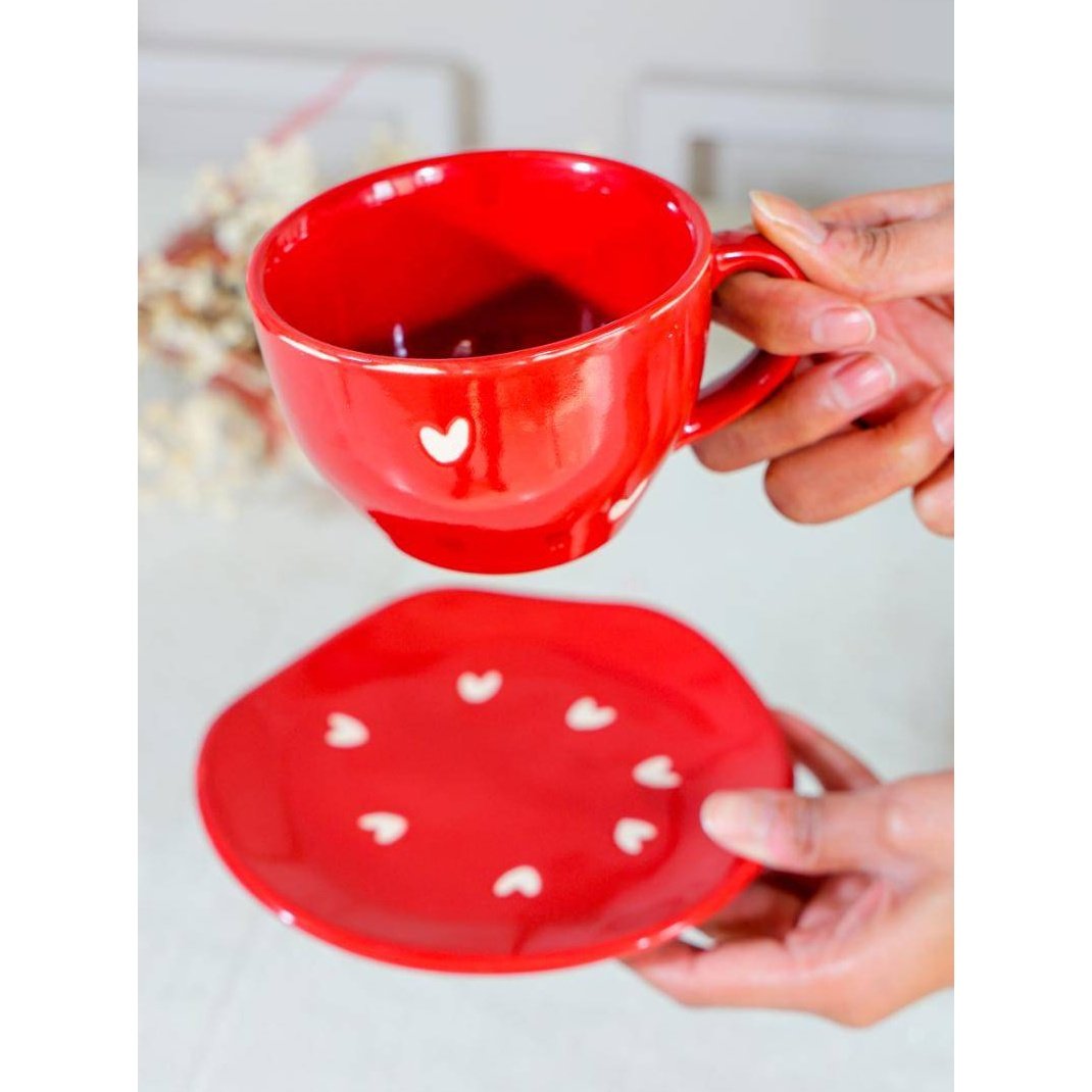 Love In Red Cup & Saucer