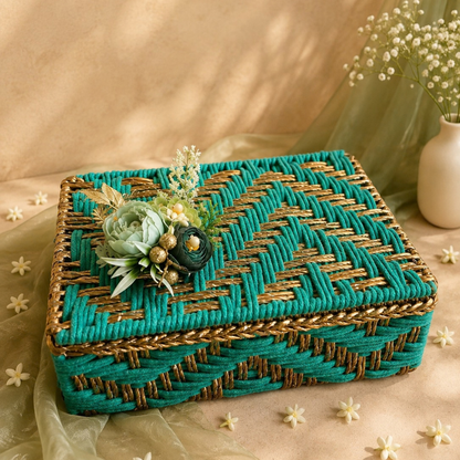 Teal & Gold Festive Gift Basket – Elegant Handcrafted Hamper