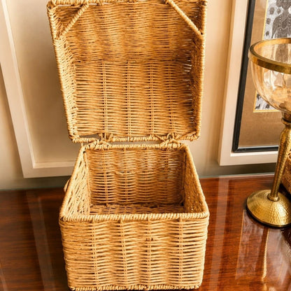 Handwoven Natural Wicker House-Shaped Storage Basket with Lid