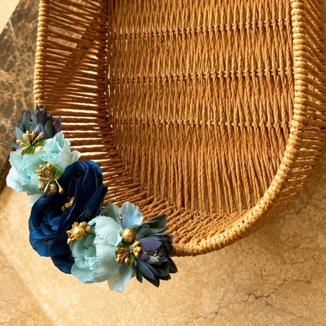 Handwoven Natural Decorative Basket with Wooden Legs