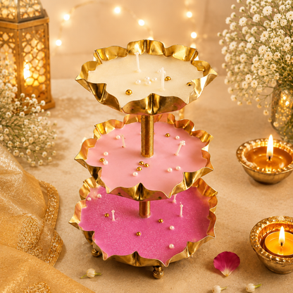 Triple Radiance 3-Tier Urli Candle | Pearl Detail Festive Candle