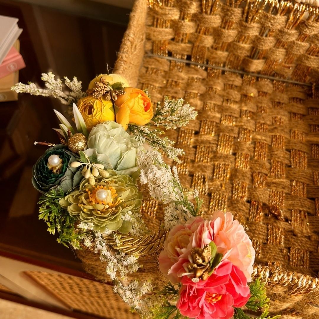 Handwoven Jute & Gold Decorative Storage Box with Lid