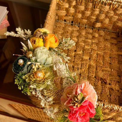 Handwoven Jute & Gold Decorative Storage Box with Lid