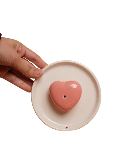 HeartGlow Agarbati Stand | Heart Shaped Ceramic Incense Holder - https://artecasa.in/