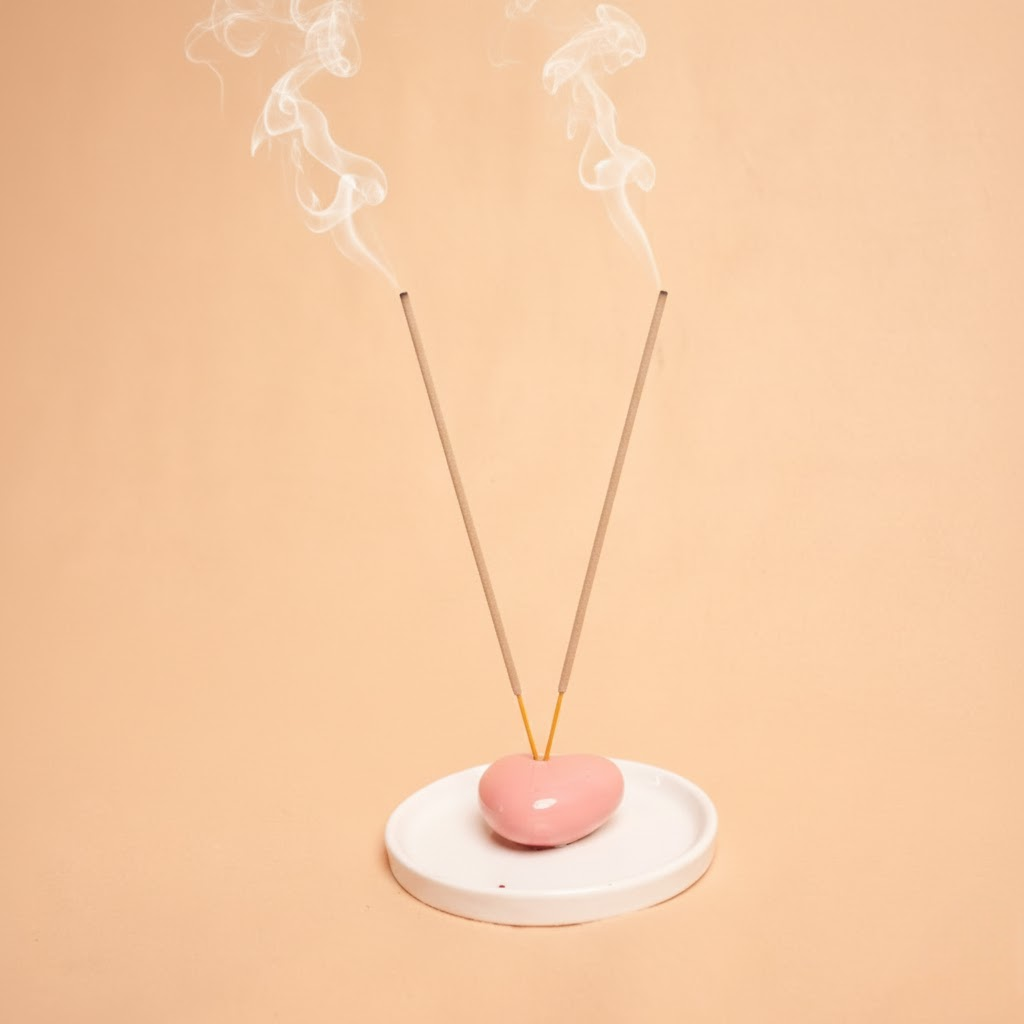 HeartGlow Agarbati Stand | Heart Shaped Ceramic Incense Holder - https://artecasa.in/