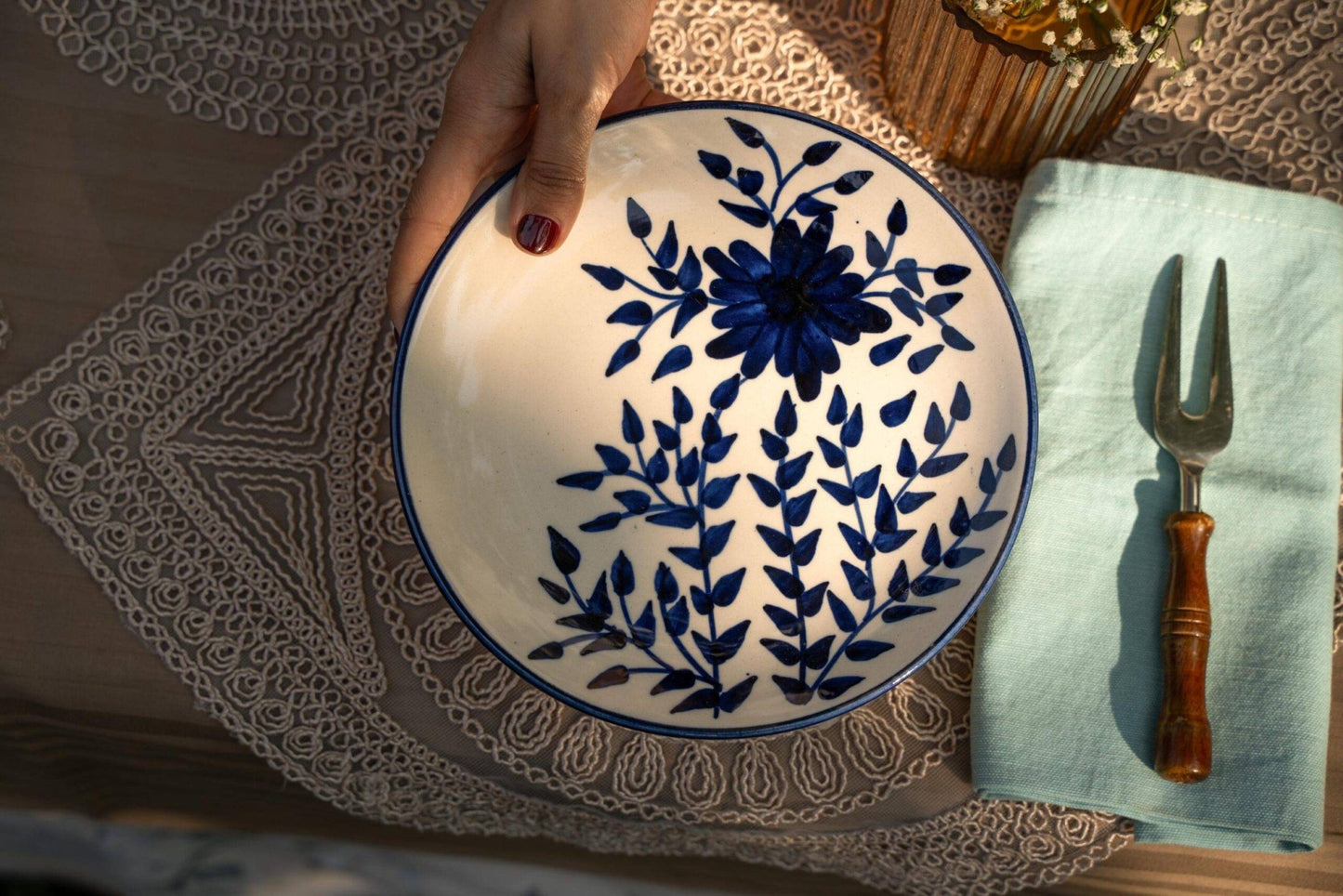 Blue Pottery quater plate set - https://artecasa.in/