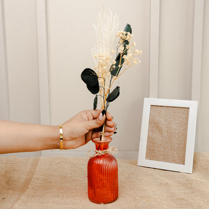 Amber Haven Large Glass Vase with Dried Flowers | Elegant Home Décor