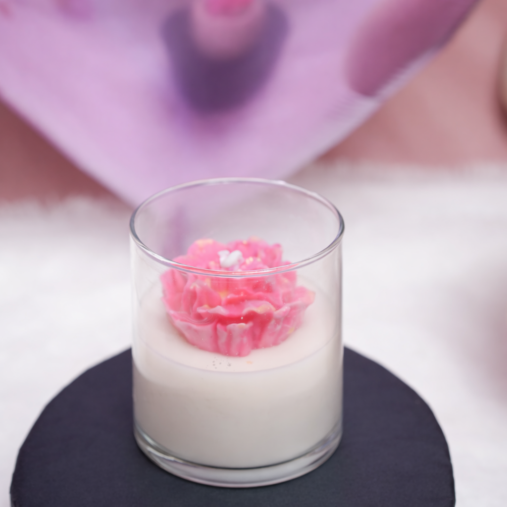 petal glow floral pink candle by artecasa