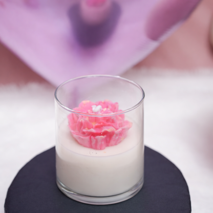 petal glow floral pink candle by artecasa