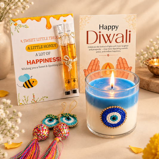 Nazar Halo Diwali Candle Gift Hamper – Evil Eye Festive Gift - https://artecasa.in/