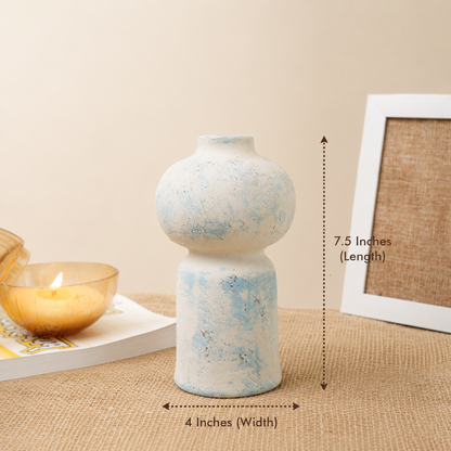 Coastal Bloom Blue & White Porcelain Vase with Dried Flowers | Home Décor