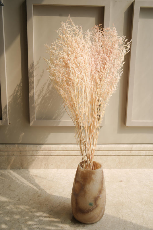 White Peach Dual Colour Limonium Dried Flowers in Decorative Vase